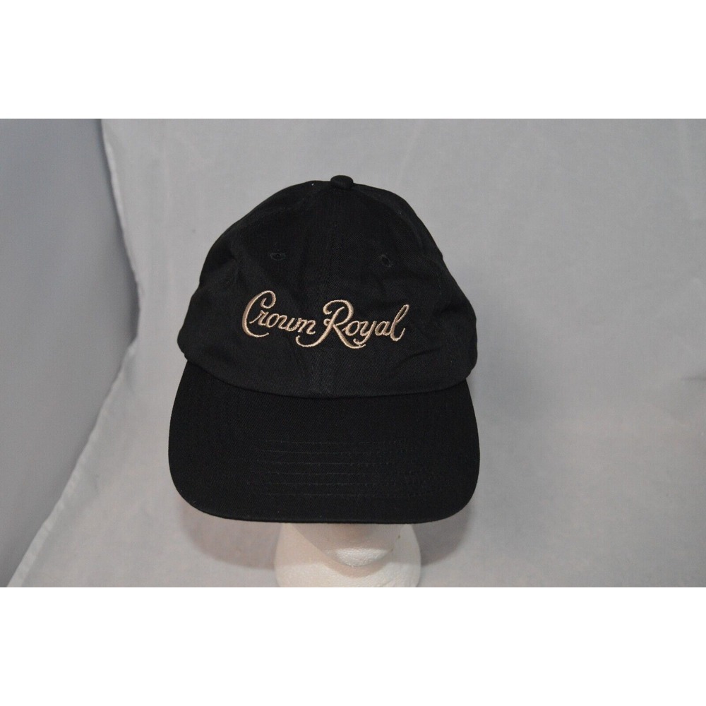Crown Royal Whiskey Hat Adjustable Strap Black Embroidered Logo Front/Back